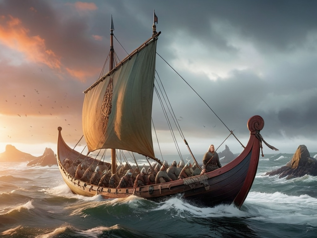 A Viking long boat for fighting and it is for decoration