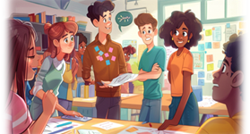 Students brainstorming a topic