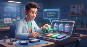 A 3D Pixar illustration of a technical user inserting a API key into a custom TypingMind control panel, representing granular customization.